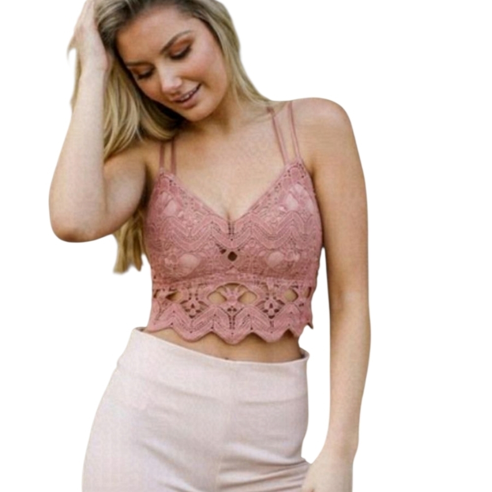 TRÏBE 100% Cotton Crochet Lace Bralette Size Medium NWT